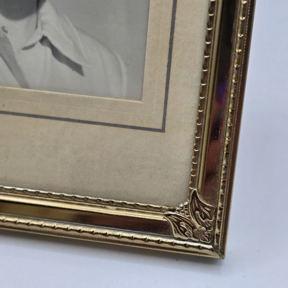 MCM Brass/Gold Tone Metal Picture Frames With Photo‎ Of Girl With Big Hair